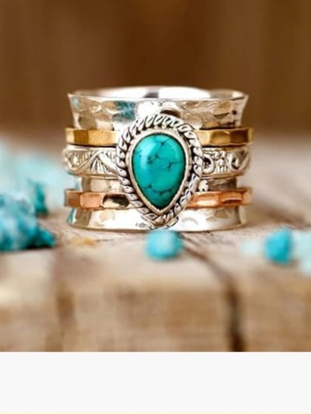 Vintage Sterling Silver Turquoise Ring Size 8 Bohemian Dainty Handmade new